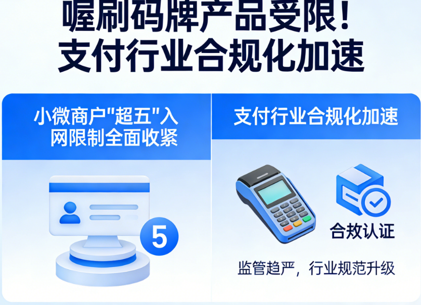 喔刷码牌产品也受限!小微商户“超五”入网限制全面收紧!