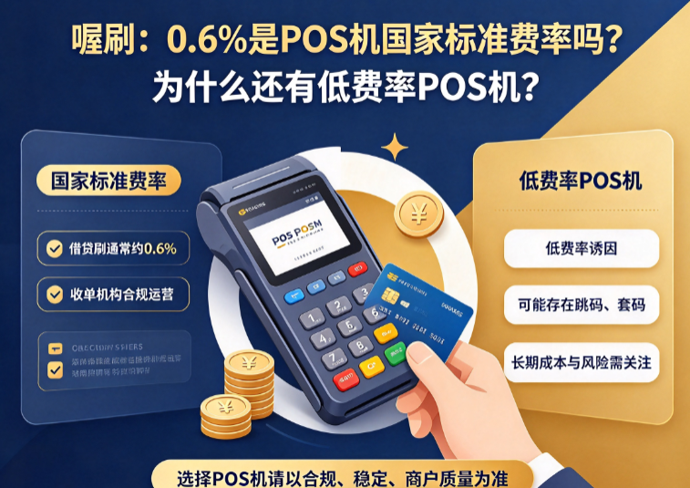 喔刷：0.6%是POS机标准费率吗？为什么还有低费率POS机？